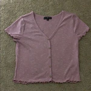 Pink Button Down Crop Top